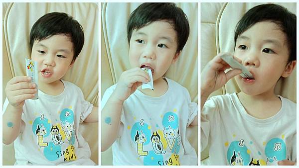 小男孩吃益生菌