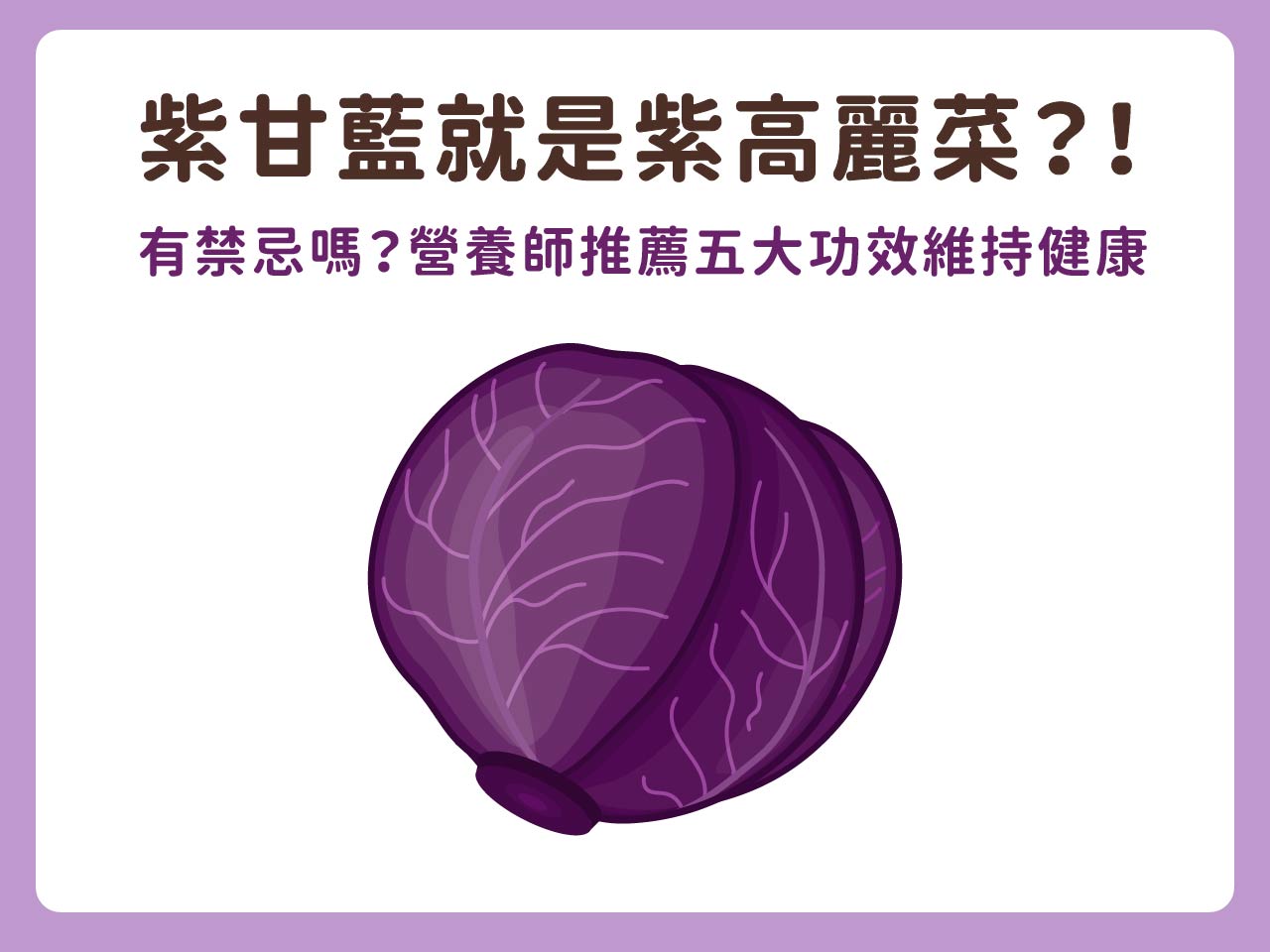 紫甘藍就是紫高麗菜？！有禁忌嗎？營養師推薦五大功效維持健康