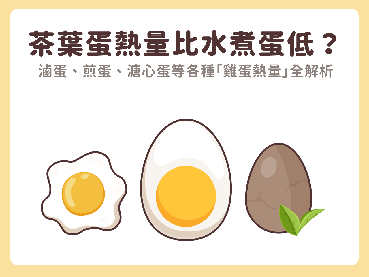 茶葉蛋熱量比一顆水煮蛋低？滷蛋、煎蛋、溏心蛋等各種「雞蛋熱量」全解析